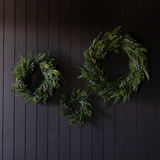 Navy Plum Frosted Berry Norfolk Cypress Wreath 34": LED Pre Lit