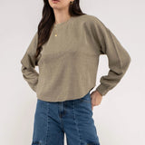 Ruched Back Long Sleeve Knit Top