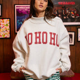 FA LA LA/HO HO HO Mock Neck Sweatshirt: HEATHER GREY