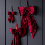Bows Red Velvet Fabric: Medium