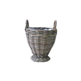 SMALL KUBU GREY RATTAN URN EAR HANDLES PLASTIC LINED