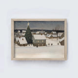 Vintage Style Framed Art - Snowy Christmas Village