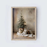 Vintage Style Framed Art - Neutral Christmas Tree