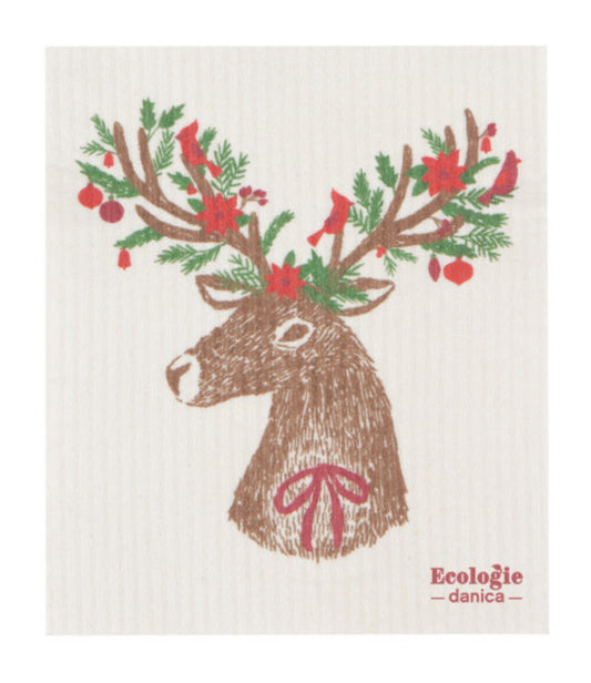 Dasher Deer Swedish Dishcloth