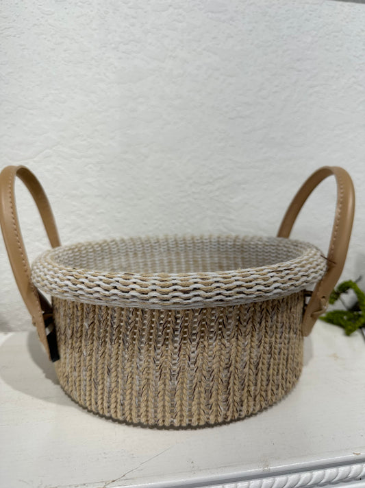 Small Beige Woven Basket