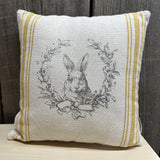 Bunny Pillow - Yellow with Beige Stripe