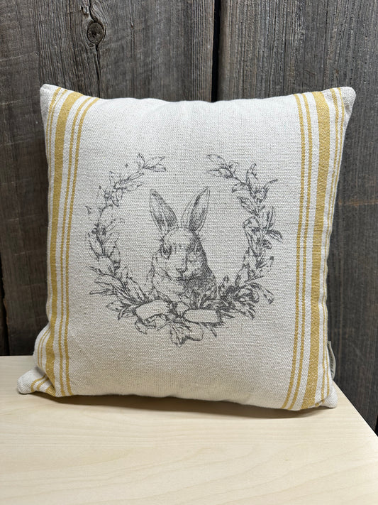 Bunny Pillow - Yellow with Beige Stripe