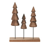 Brown Wooden Tree Trio on Stand