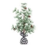 Pine Cone Tree with Plaid Base