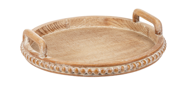 Round Beaded Edge Tray With Handle