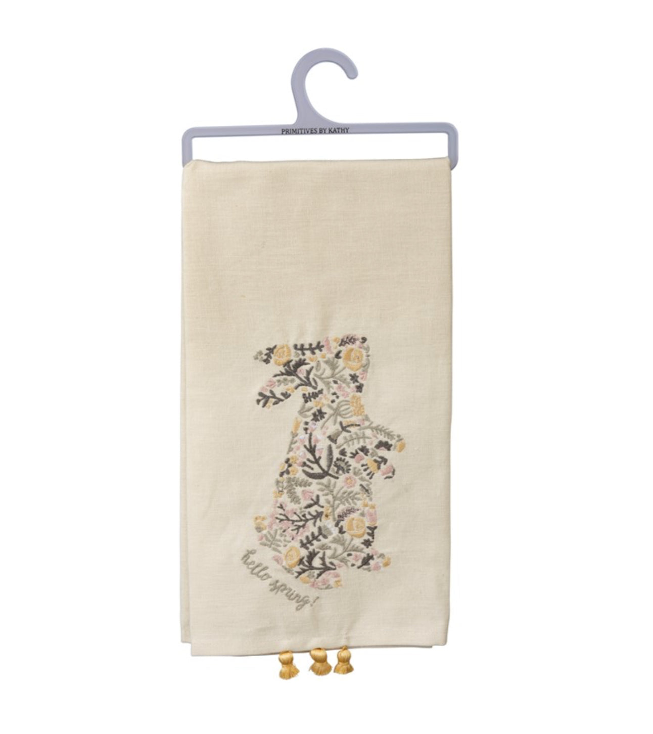 Hello Spring Floral Bunny Kitchen Towel