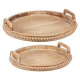 Round Beaded Edge Tray With Handle
