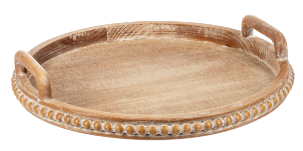 Round Beaded Edge Tray With Handle