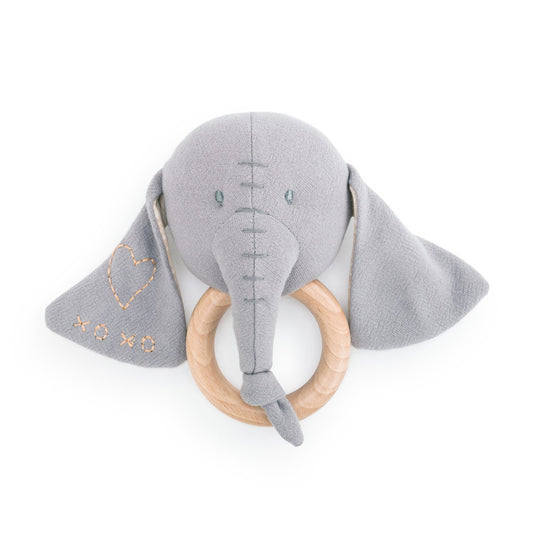 Linen Rattle - Elephant