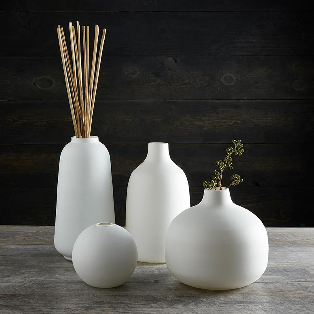 White Matte Round Vase